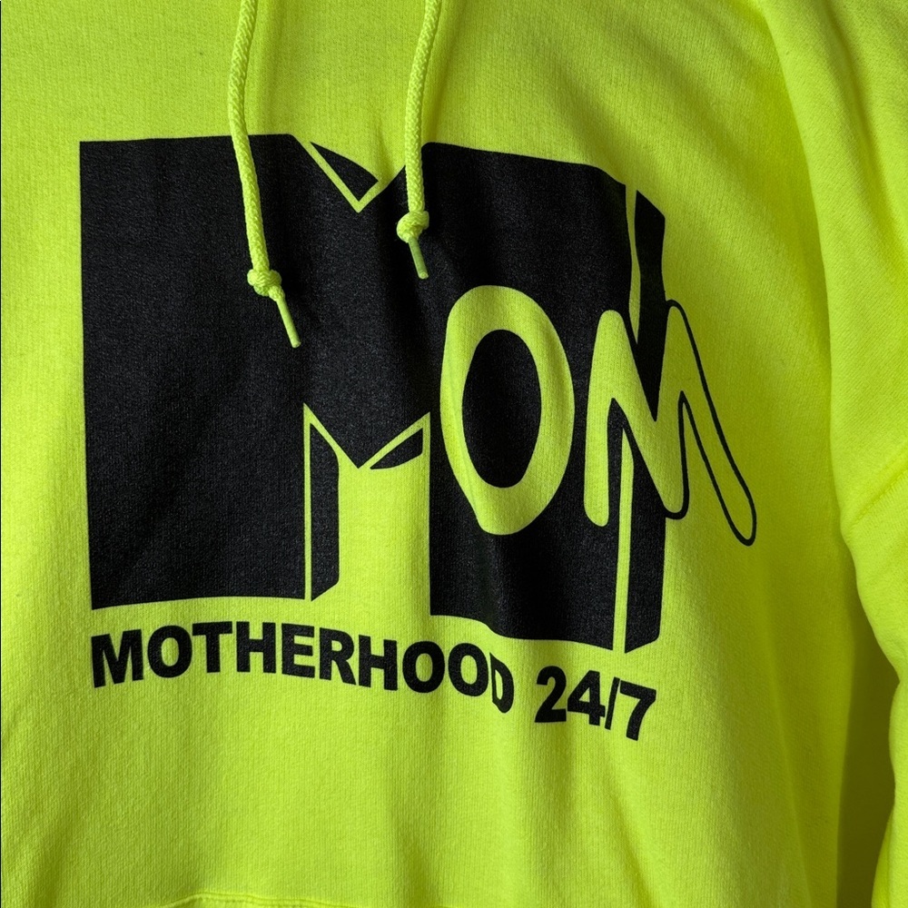 River Babe Threads Neon Hoodie Mom Motherhood 24/7 M Medium New Nwot View 2